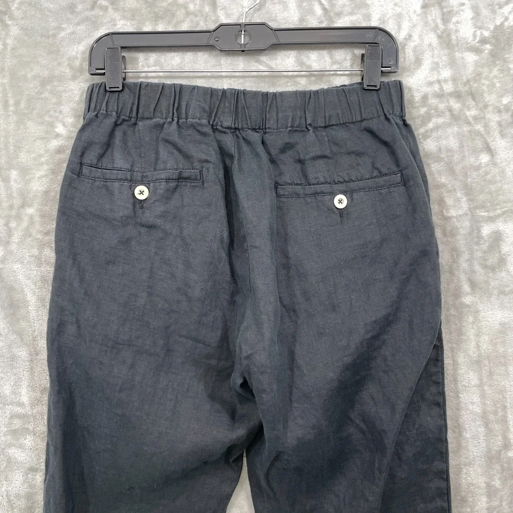 Quince 100% European Linen Pants Women's Size Small Black Drawstring Pockets